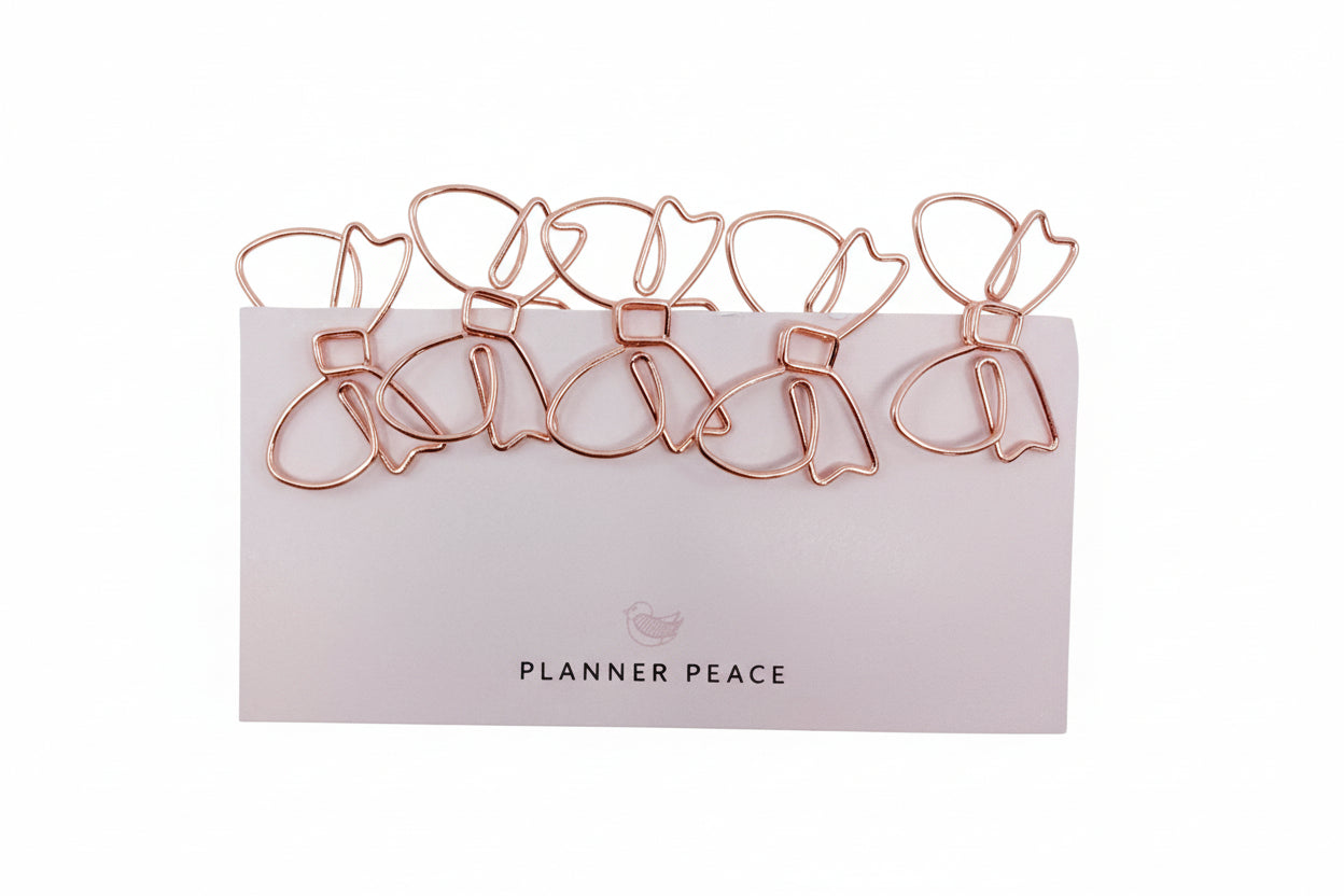 Rose Gold Bow Paperclips set of 5