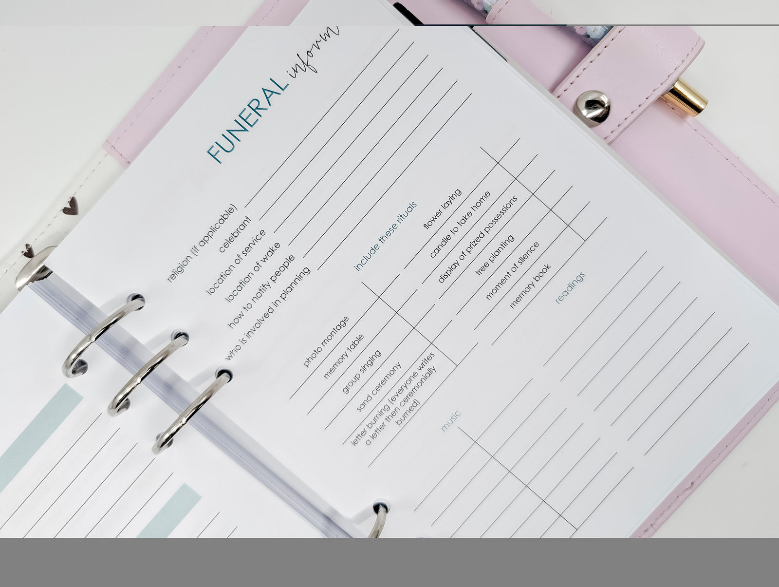 A5 End of Life | Funeral Planner planner insert/refill
