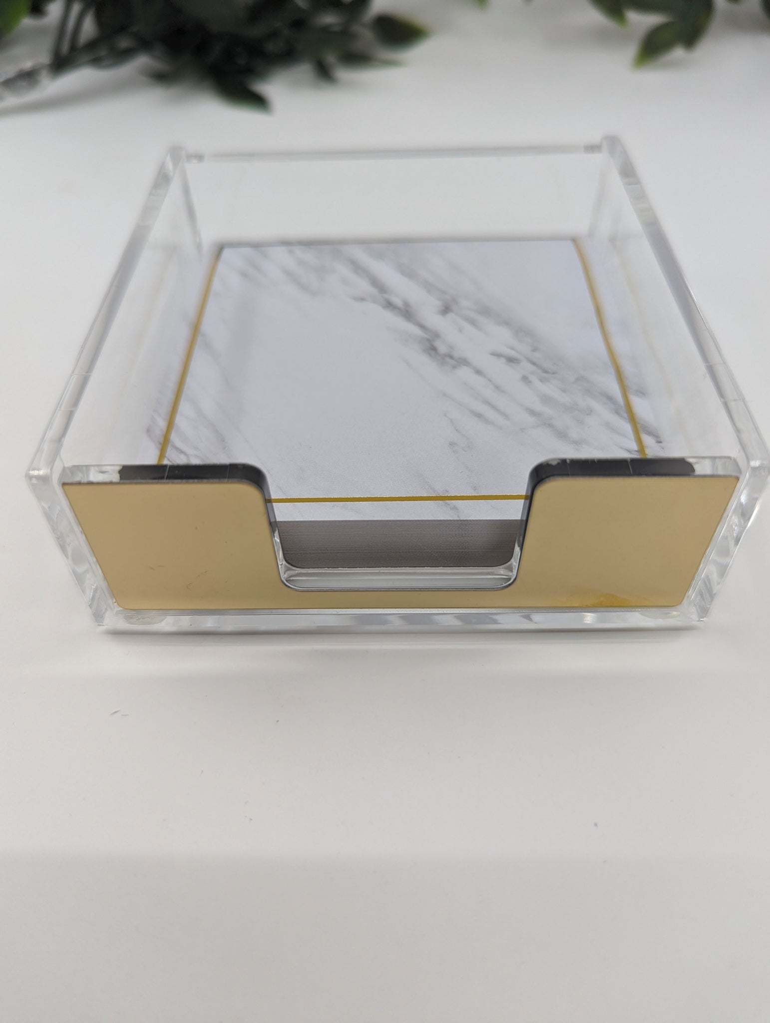 Marble Sticky Note Pad with Gold Acrylic Holder