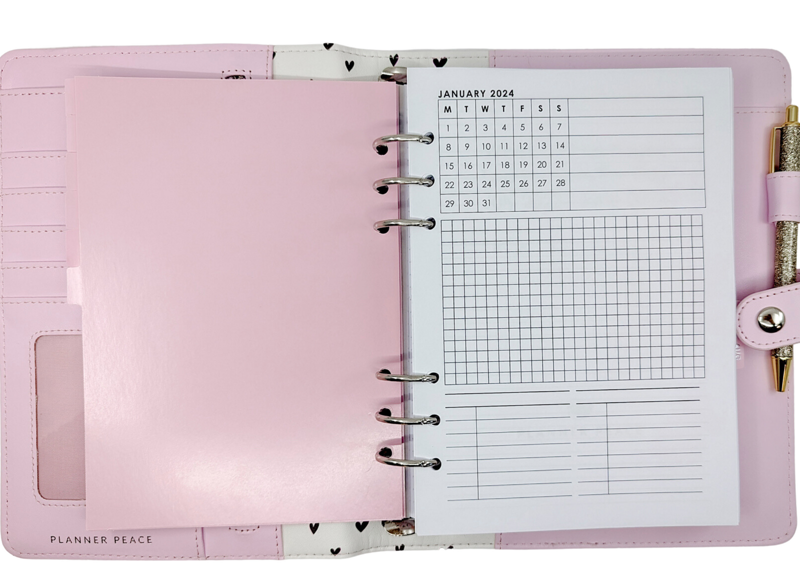 A5 Monthly Layout Black and White Grid Style