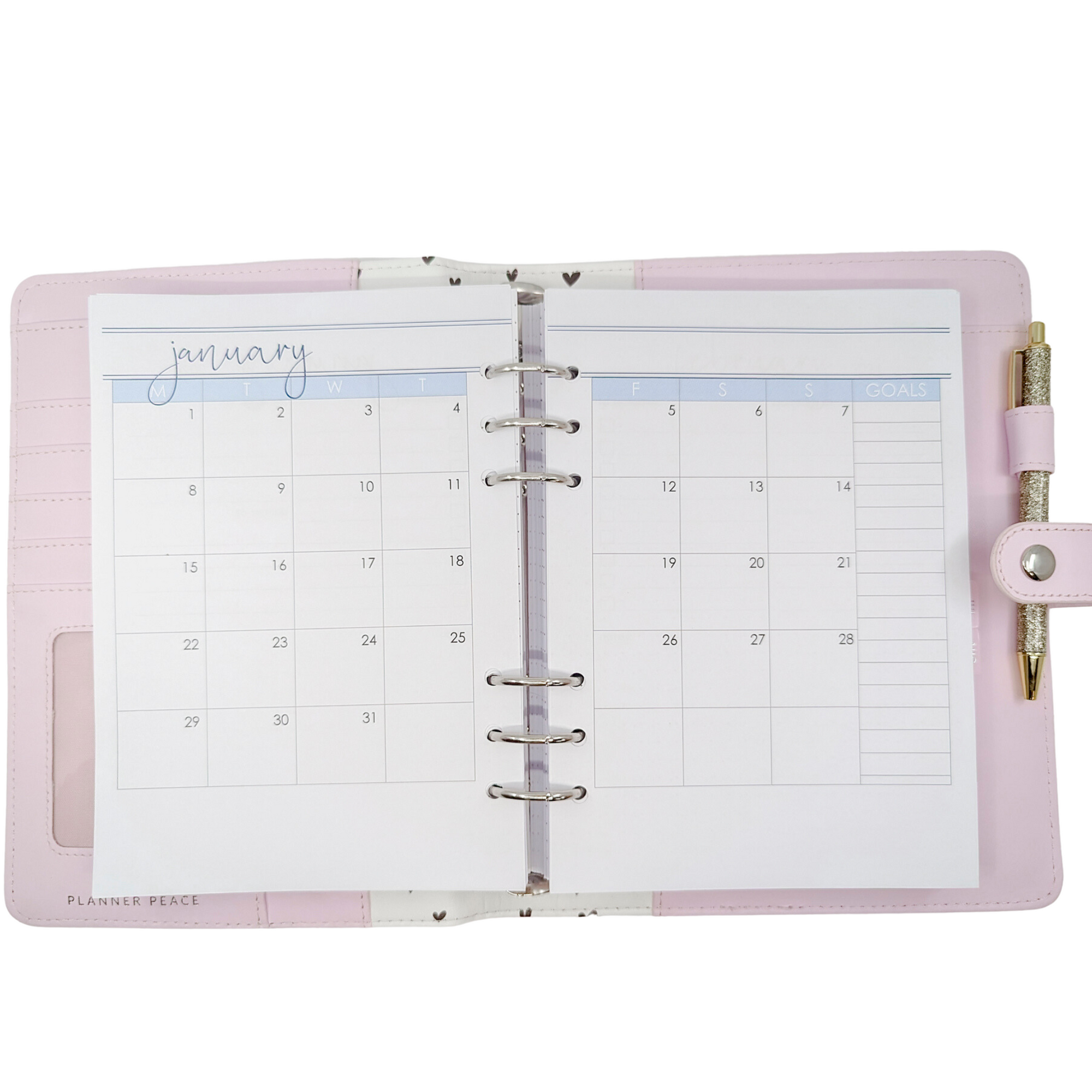 Monthly A5 planner refills for 6 ring planners