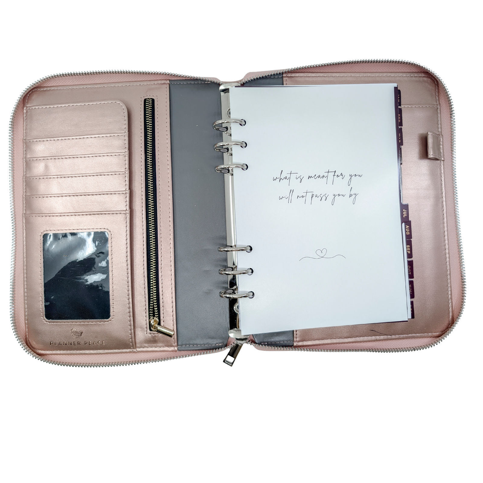 Pink Champagne (zip closure) - 6 Ring A5 Planner Cover