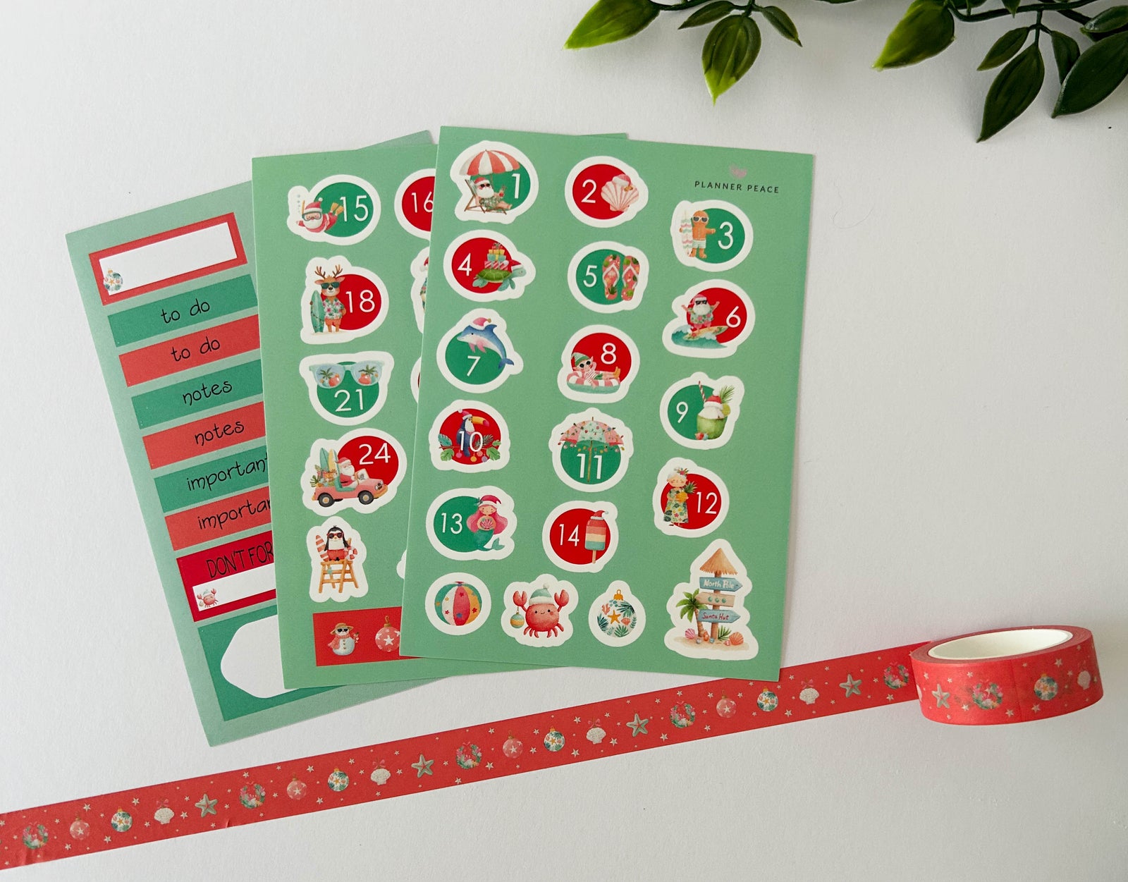 Tropical Christmas Sticker & Washi Tape Bundle
