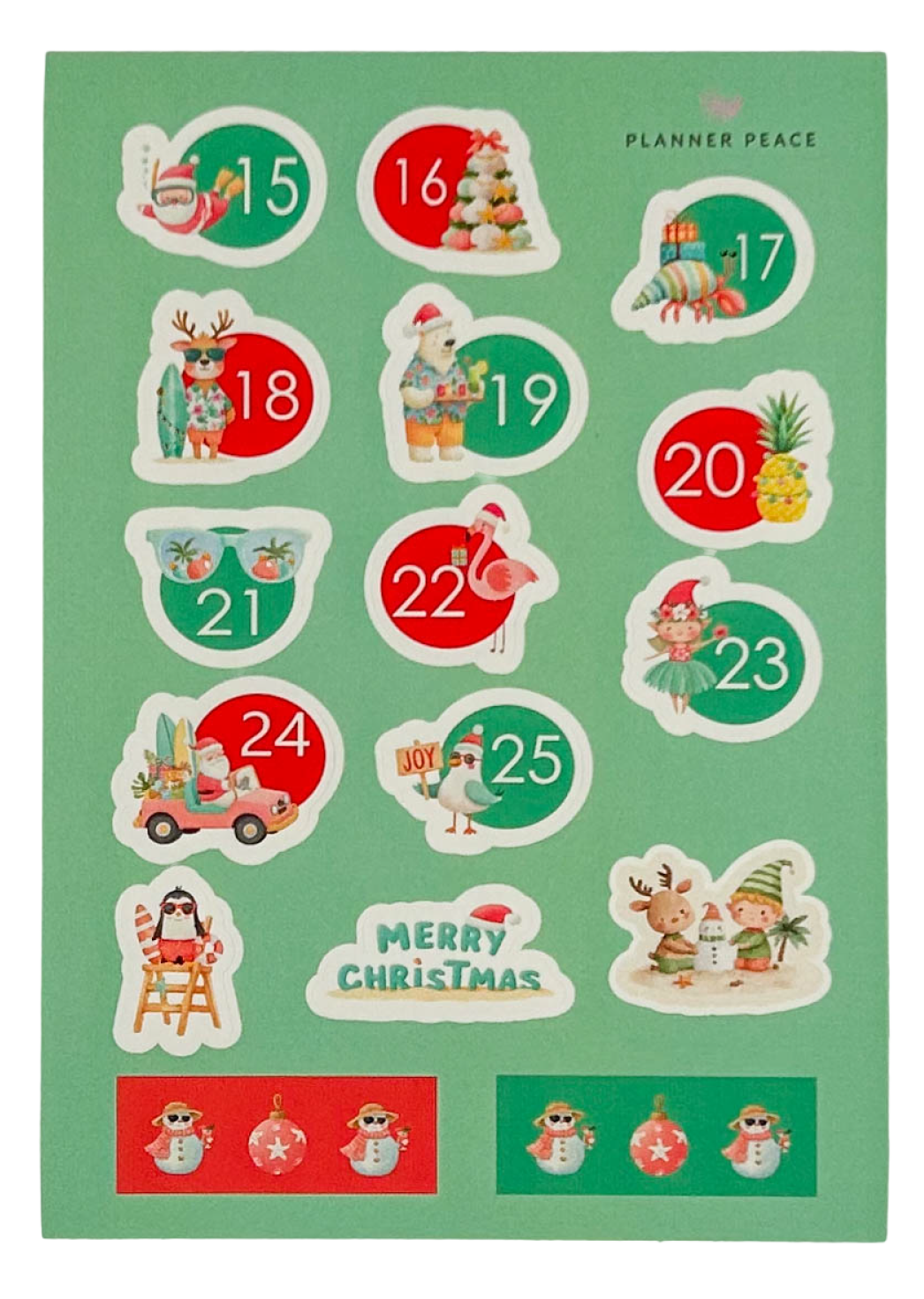 Tropical Christmas Stickers – 3 A6 Sheets