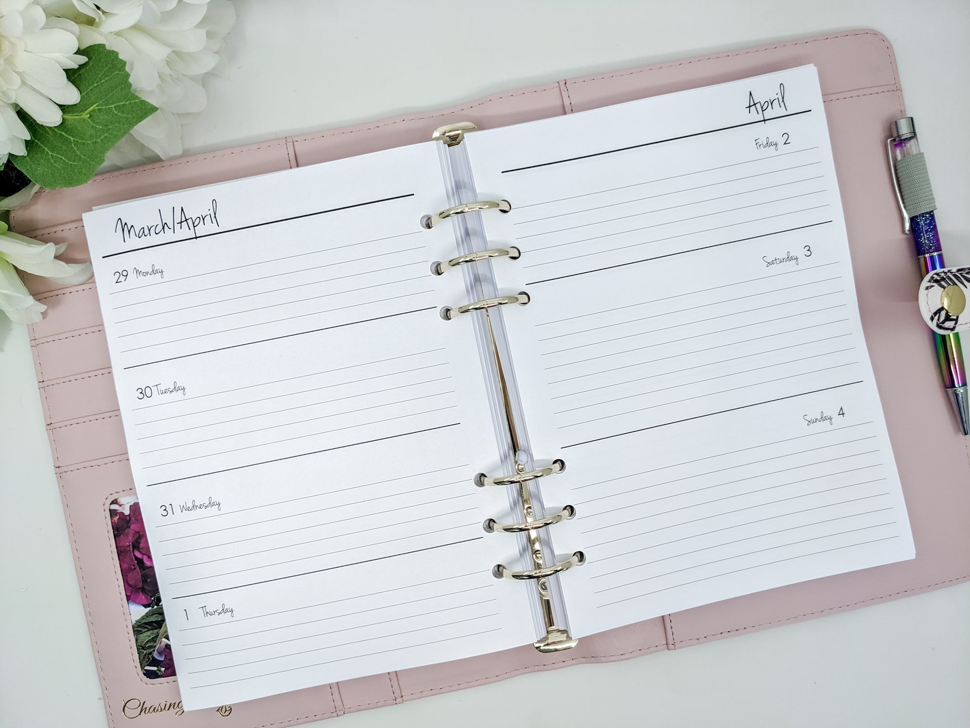 Weekly planner refill for A5 size planner inserts