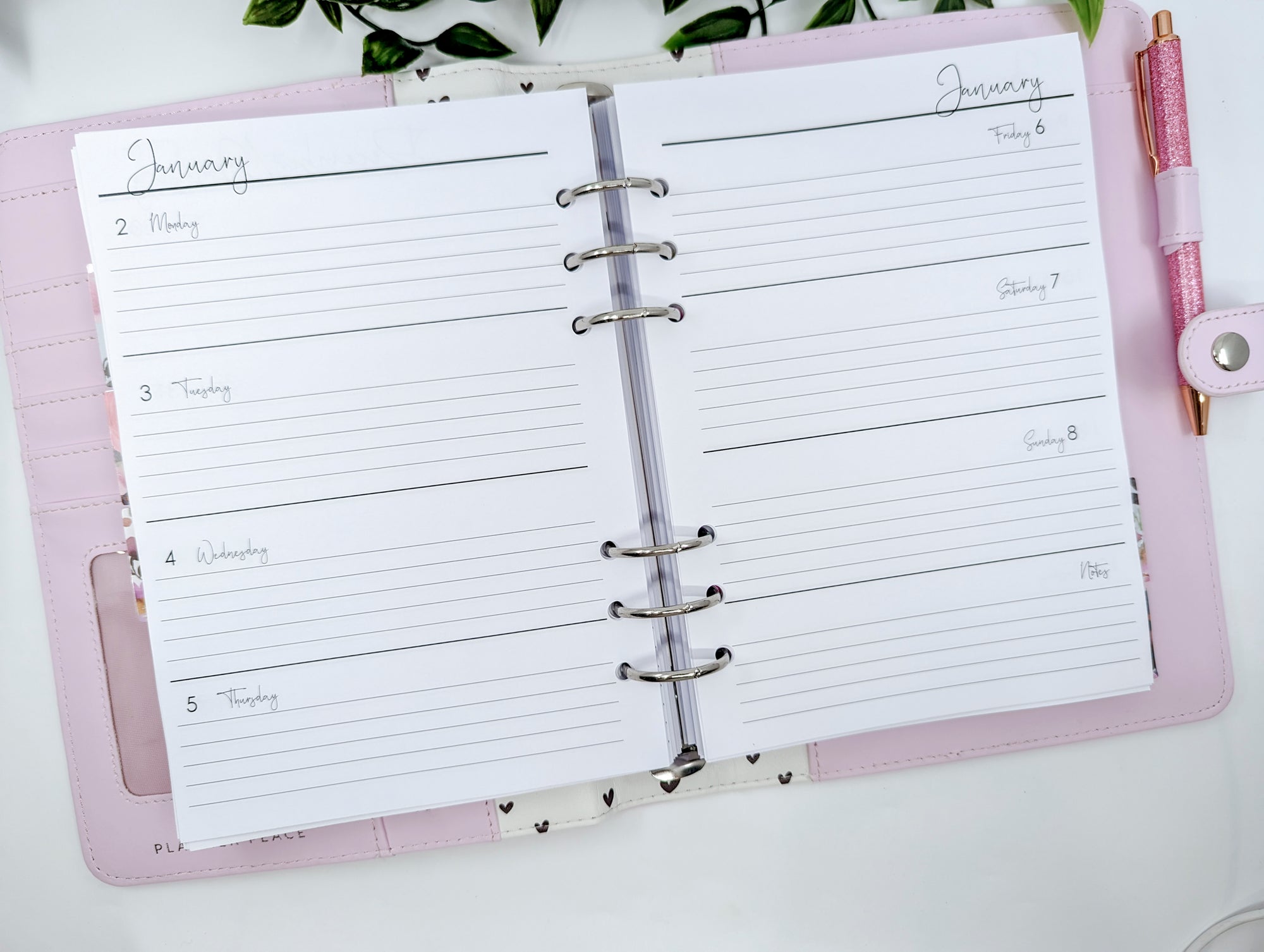 A5 weekly planner inserts with notes