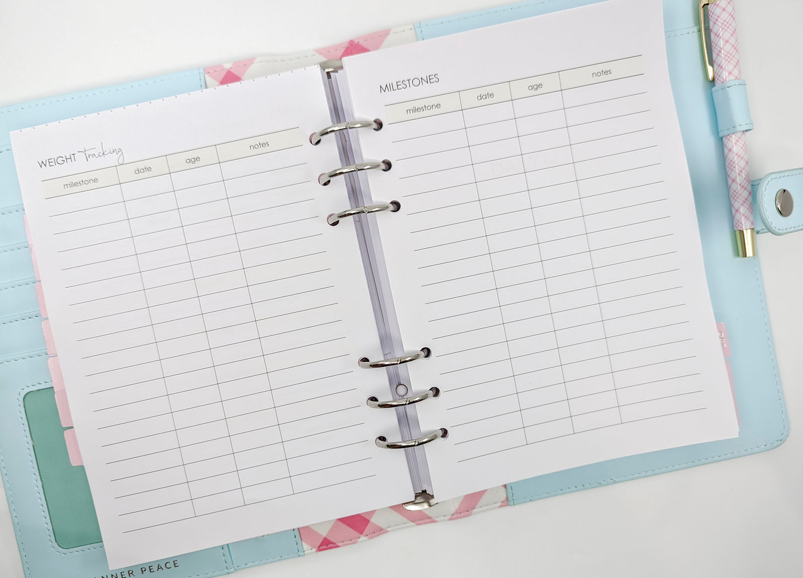 Newborn planner inserts for A5 planners by Planner Peace Australia