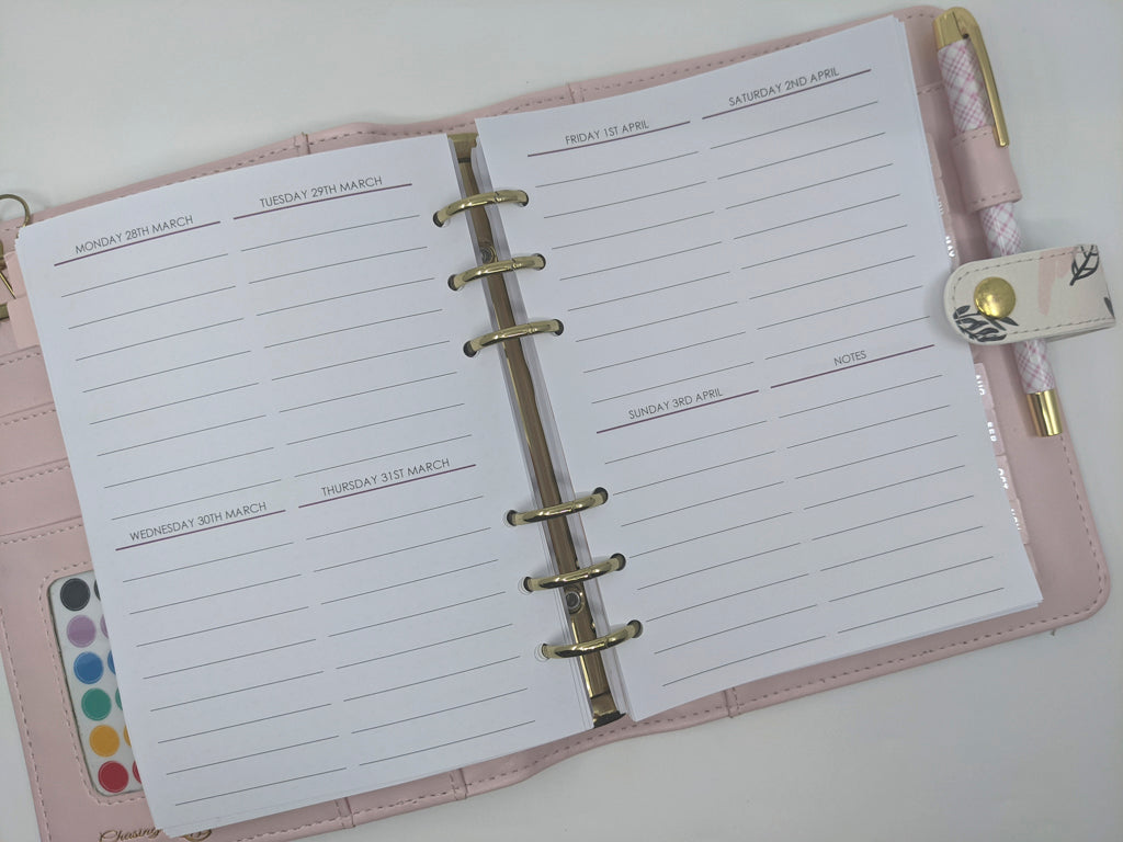 B6 weekly planner refill for B6 planners by Planner Peace Australia