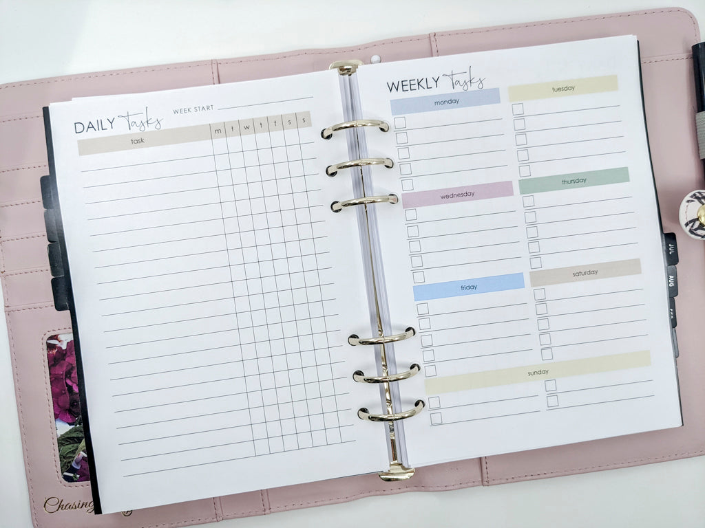 A5 Cleaning planner inserts