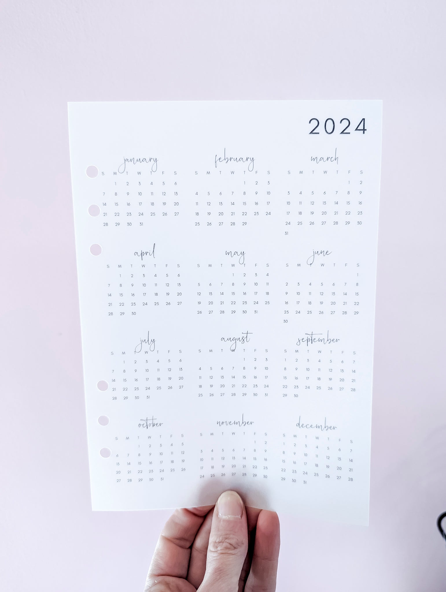 2024 Yearly Overview Planner Dashboard VELLUM/TRANSPARENT