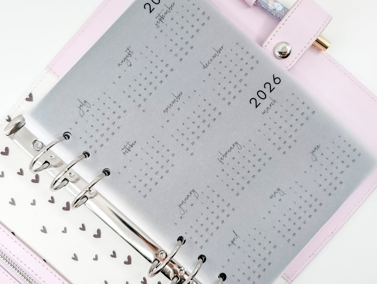 2025/2026 Yearly Overview Planner Dashboard VELLUM/TRANSPARENT