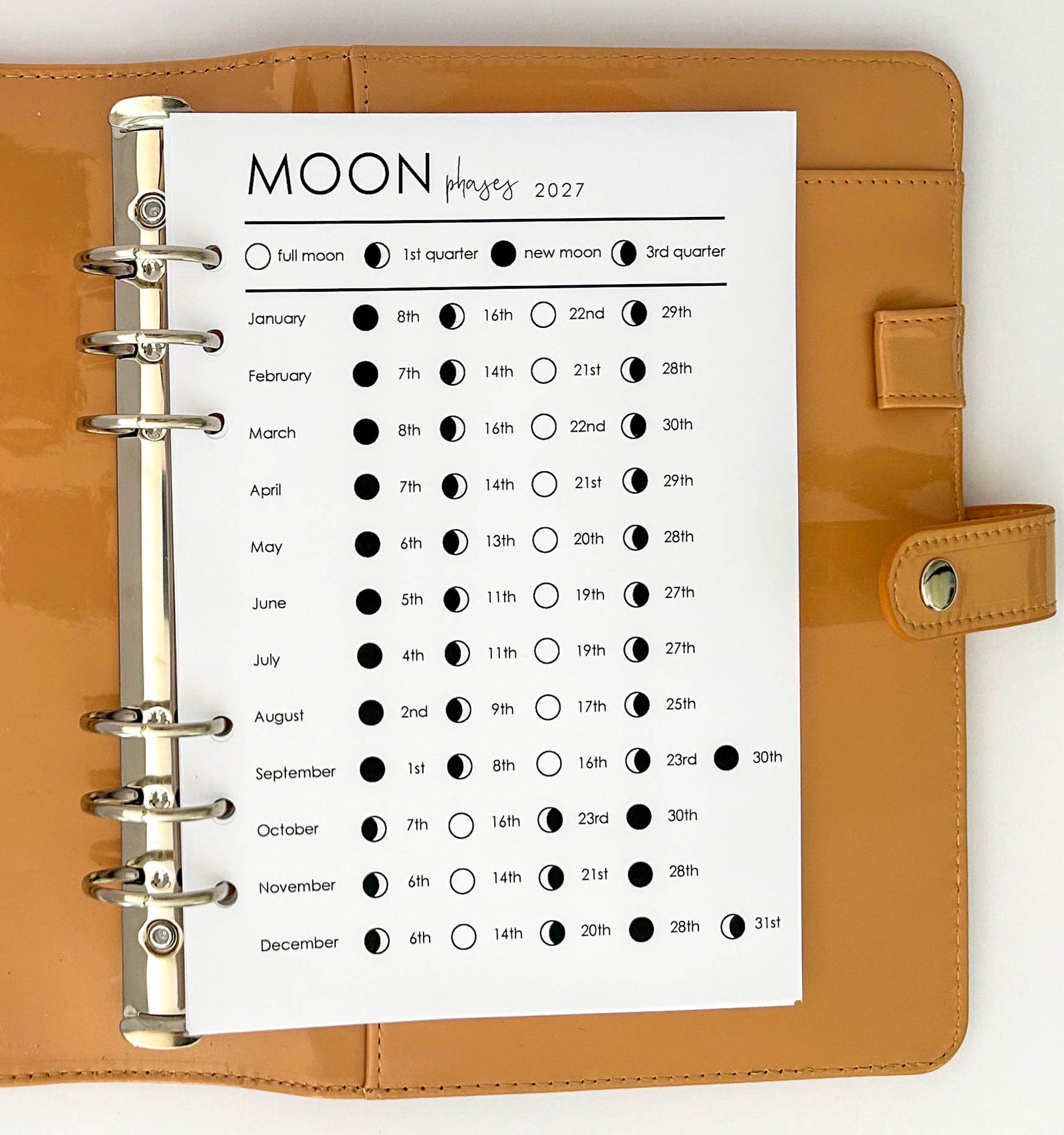 A5 Moon Phases 2027