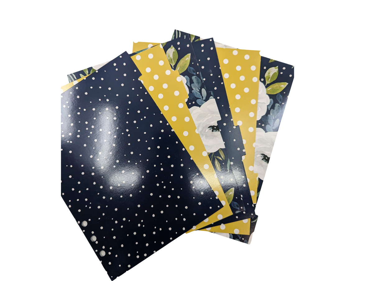 A5 Dividers &quot;Midnight Blossom&quot; - 6 tabs