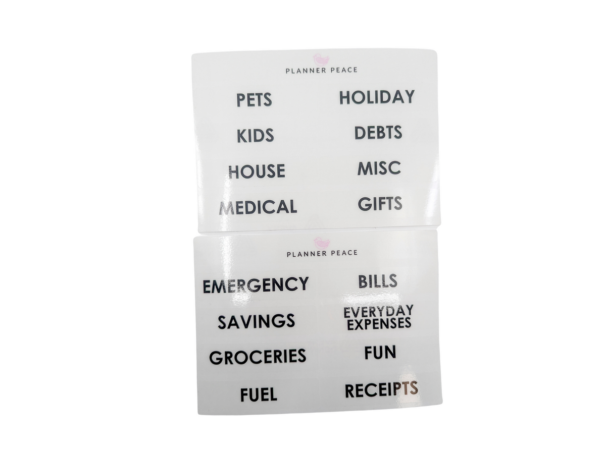 Large Clear Labels for Zip Pouches (Budget Binder/Cash Stuffing Method)