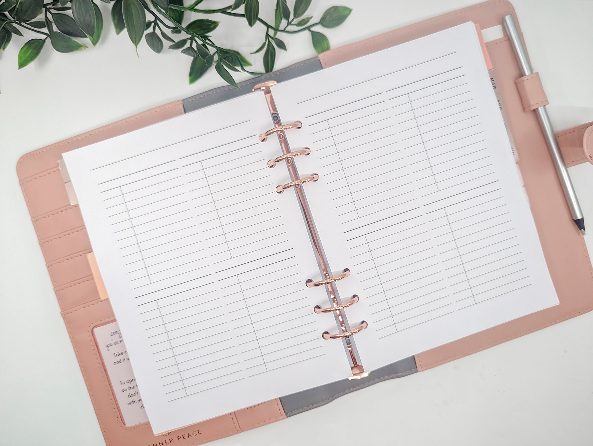 A5 Blank Lists Planner Inserts to fit A5 ring binders like Planner