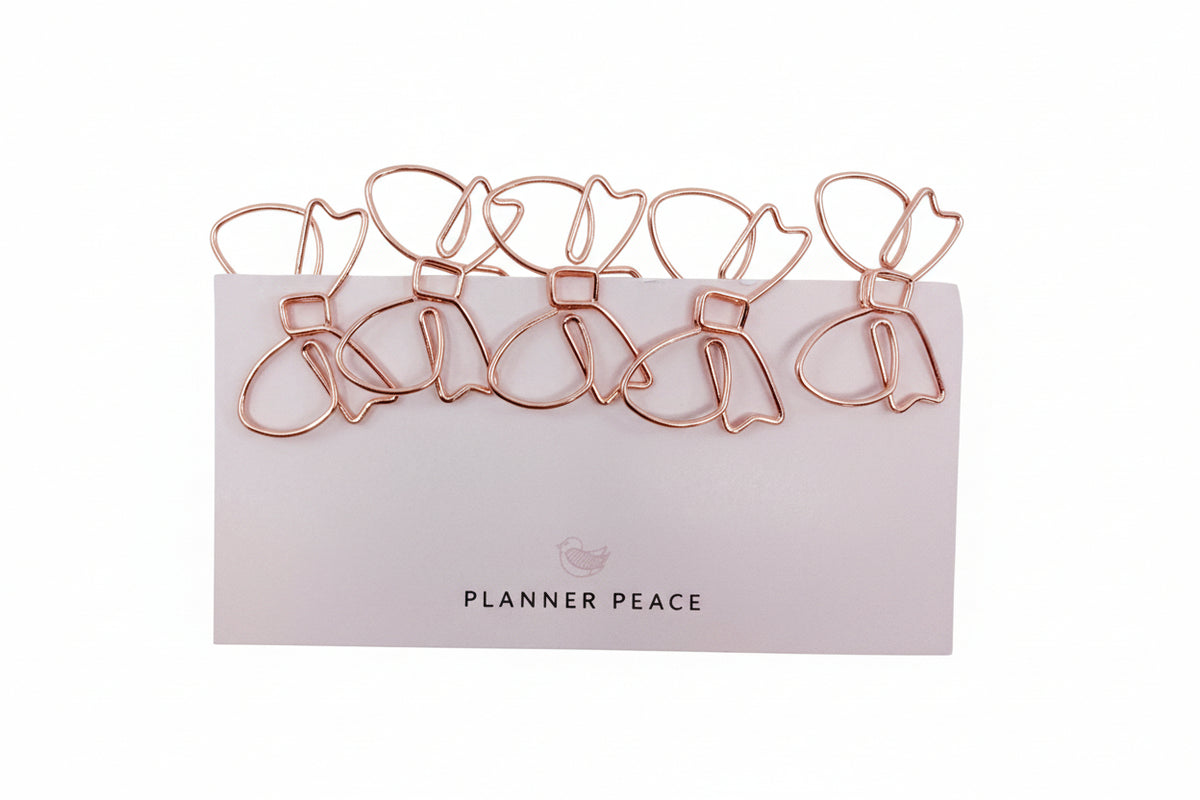 Rose Gold Bow Paperclips set of 5