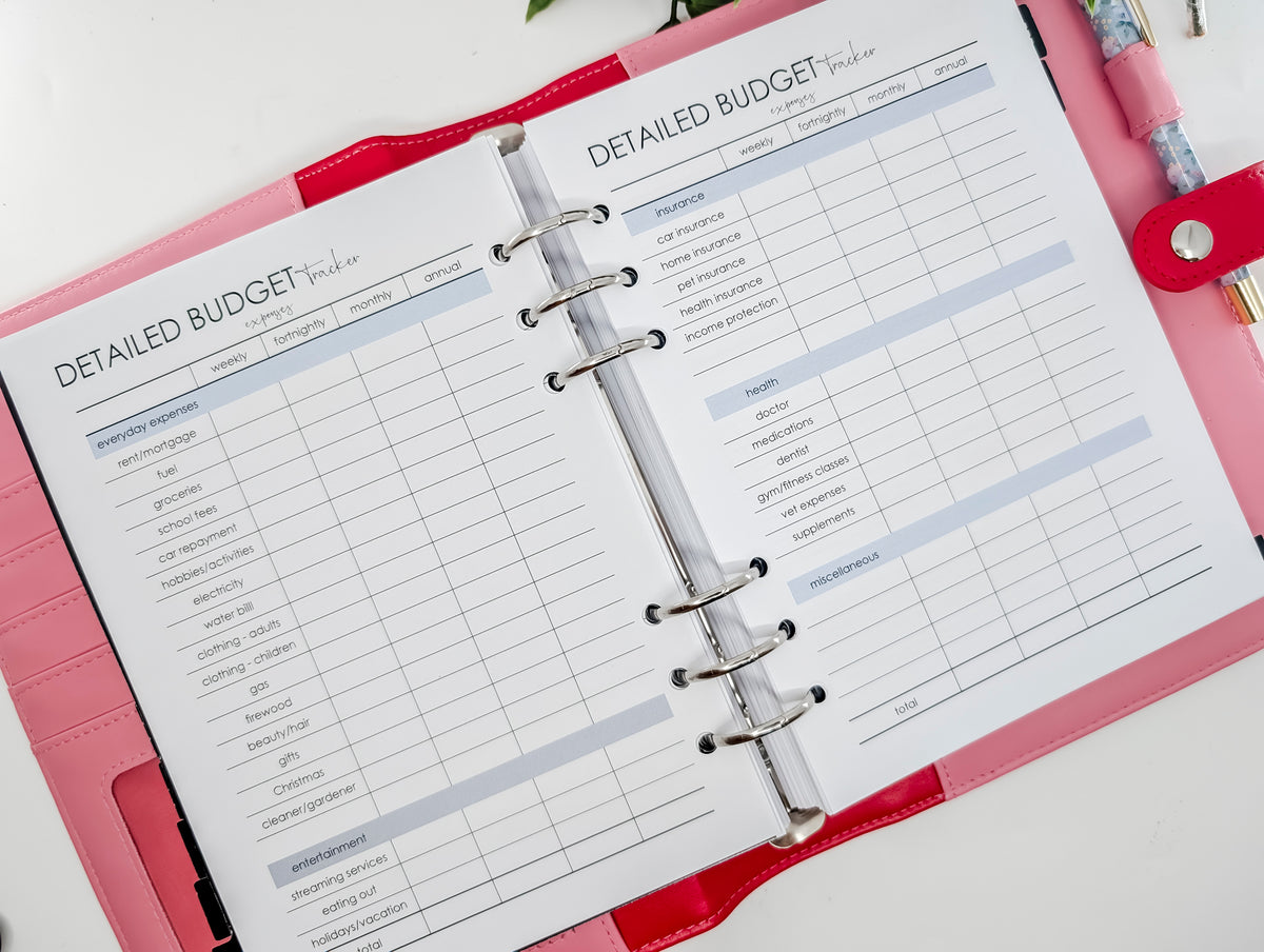 A5 Detailed Budget Tracking