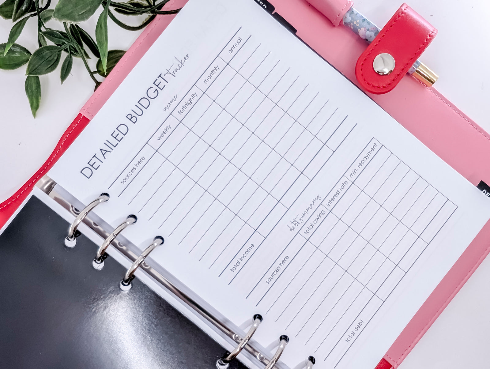 A5 Detailed Budget Tracking