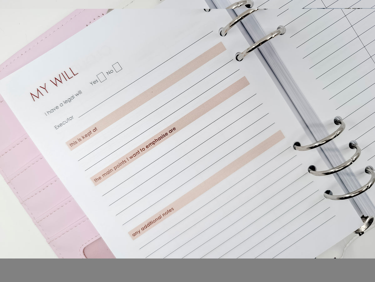 A5 End of Life | Funeral Planner planner insert/refill