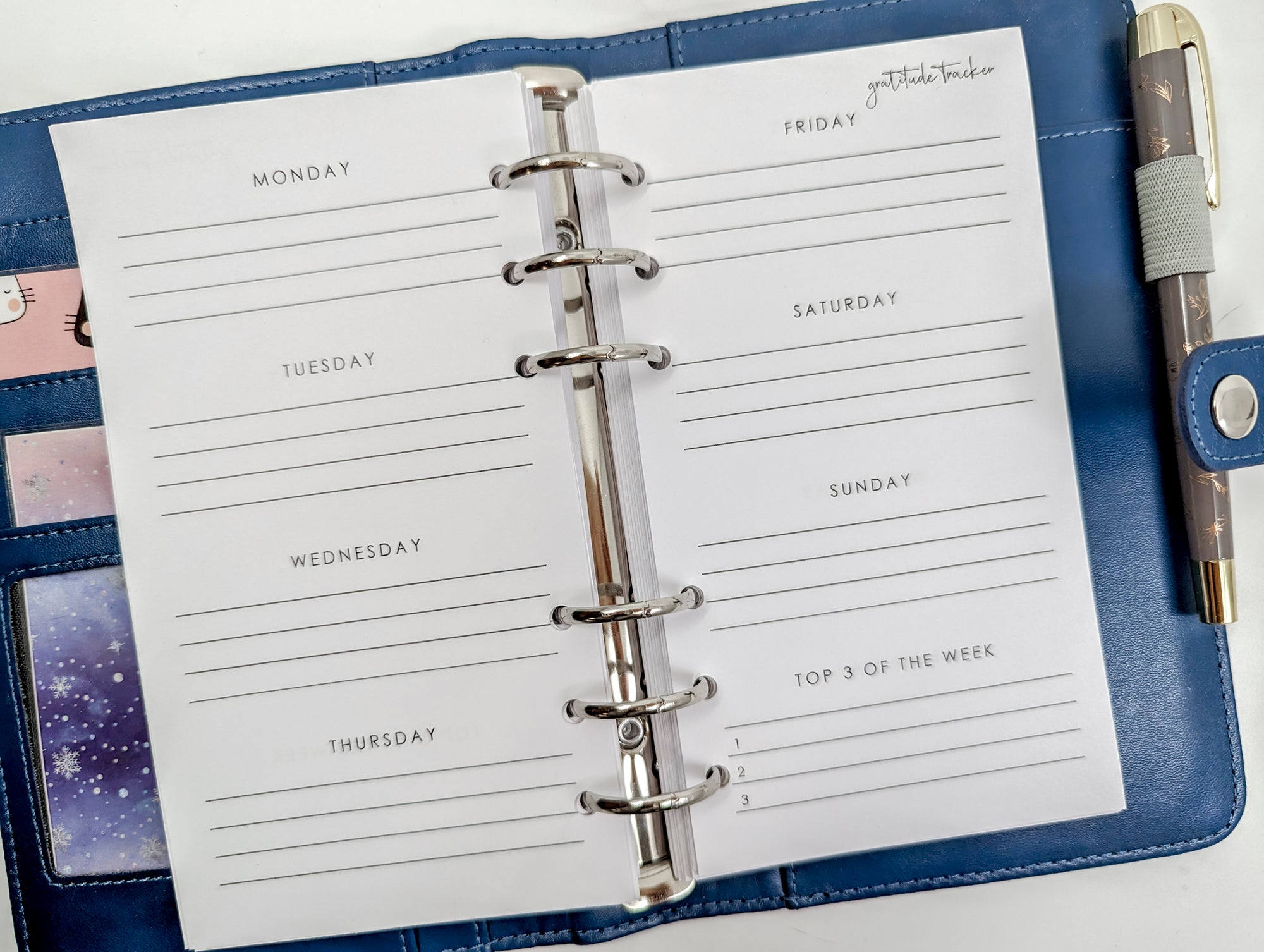 Personal size planner inserts for gratitude tracking