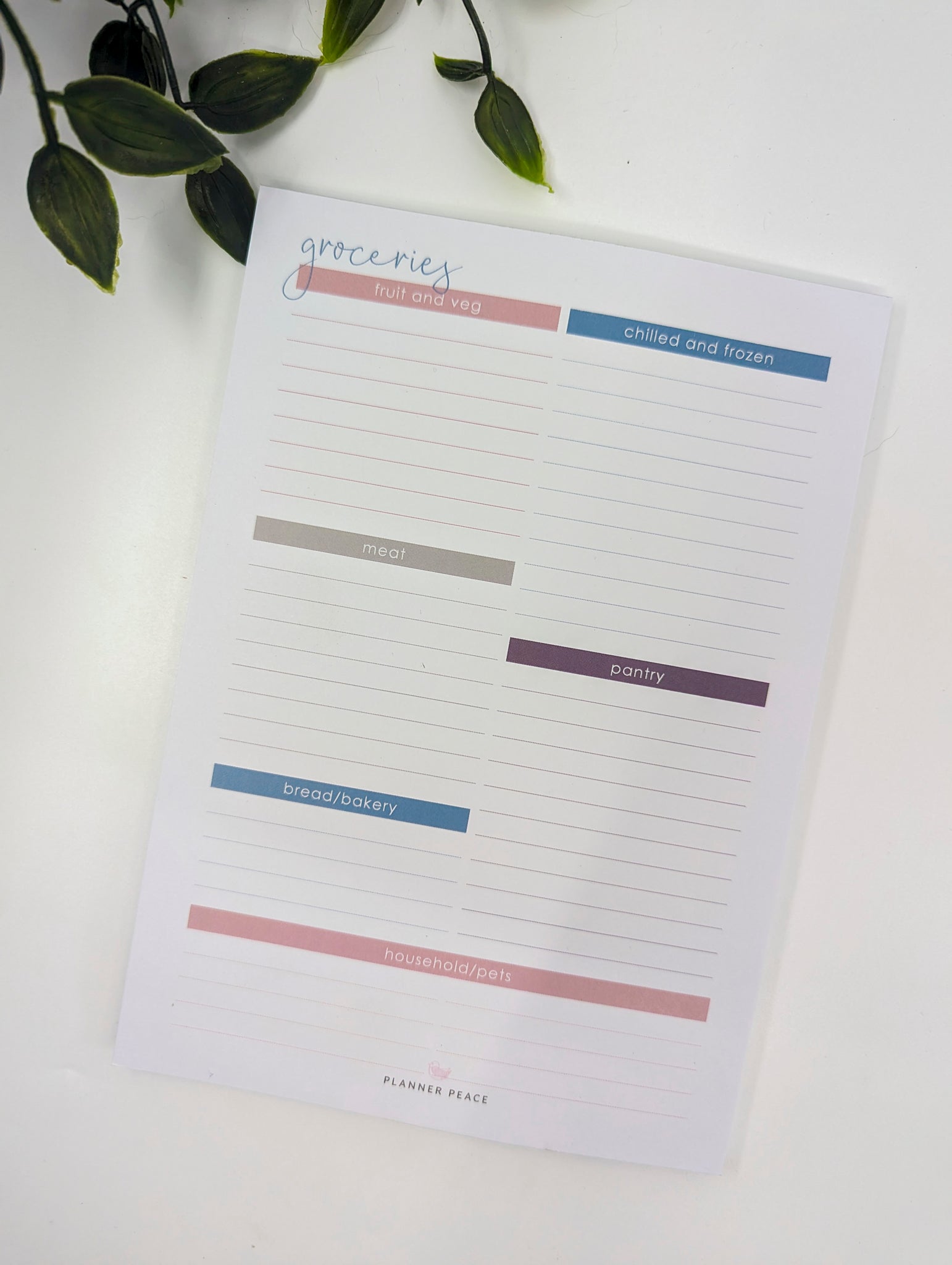 Grocery notepad printed in Australia 100gsm notepad grocery list