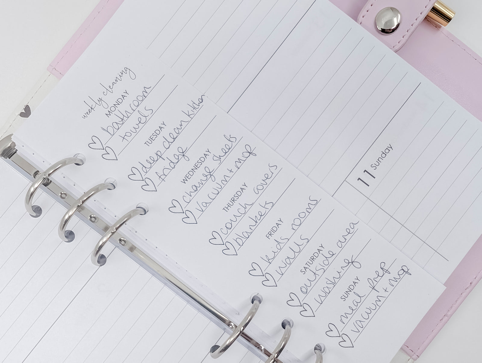 Half Size Cleaning A5 Planner inserts