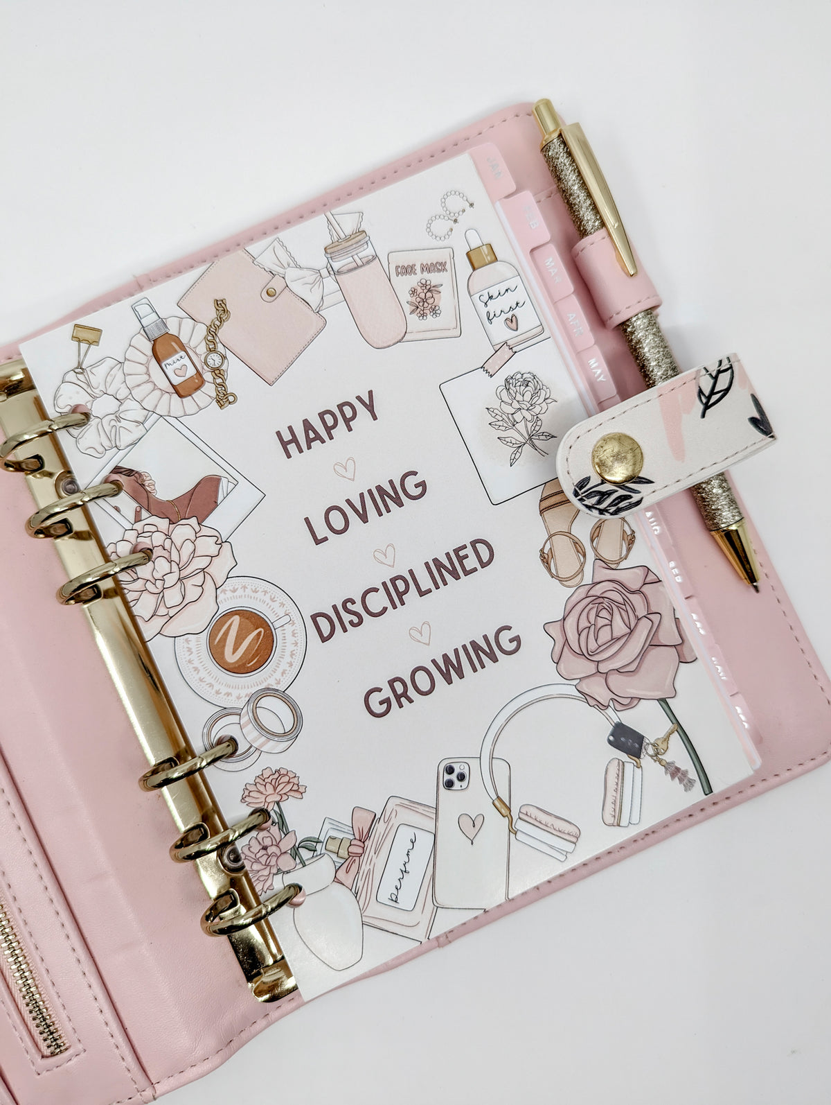 Happy Loving Disciplined Growing Planner Dashboard (B6 or Personal Size)