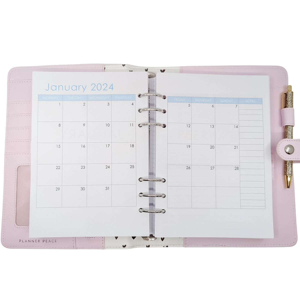 A5 Monthly Layout with lists