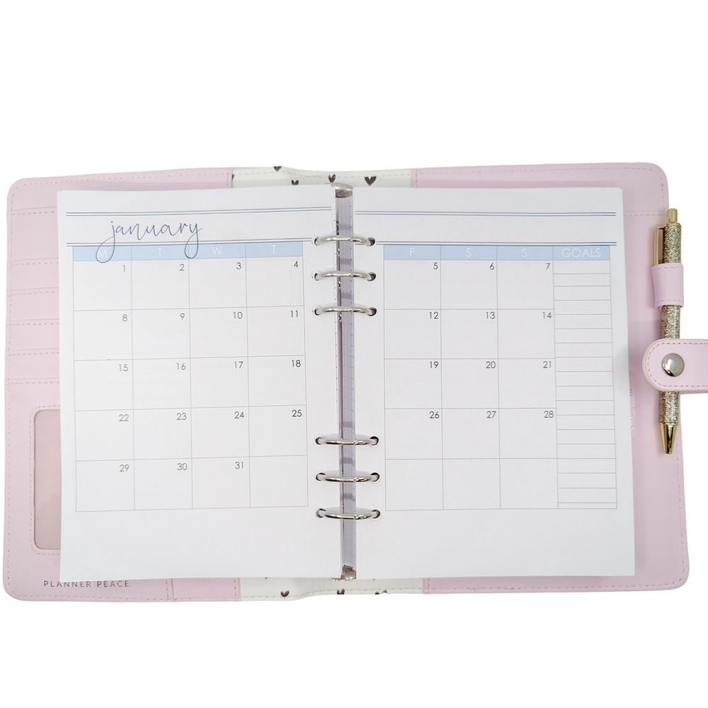 Monthly Inserts for A5 Rings - Planner Peace