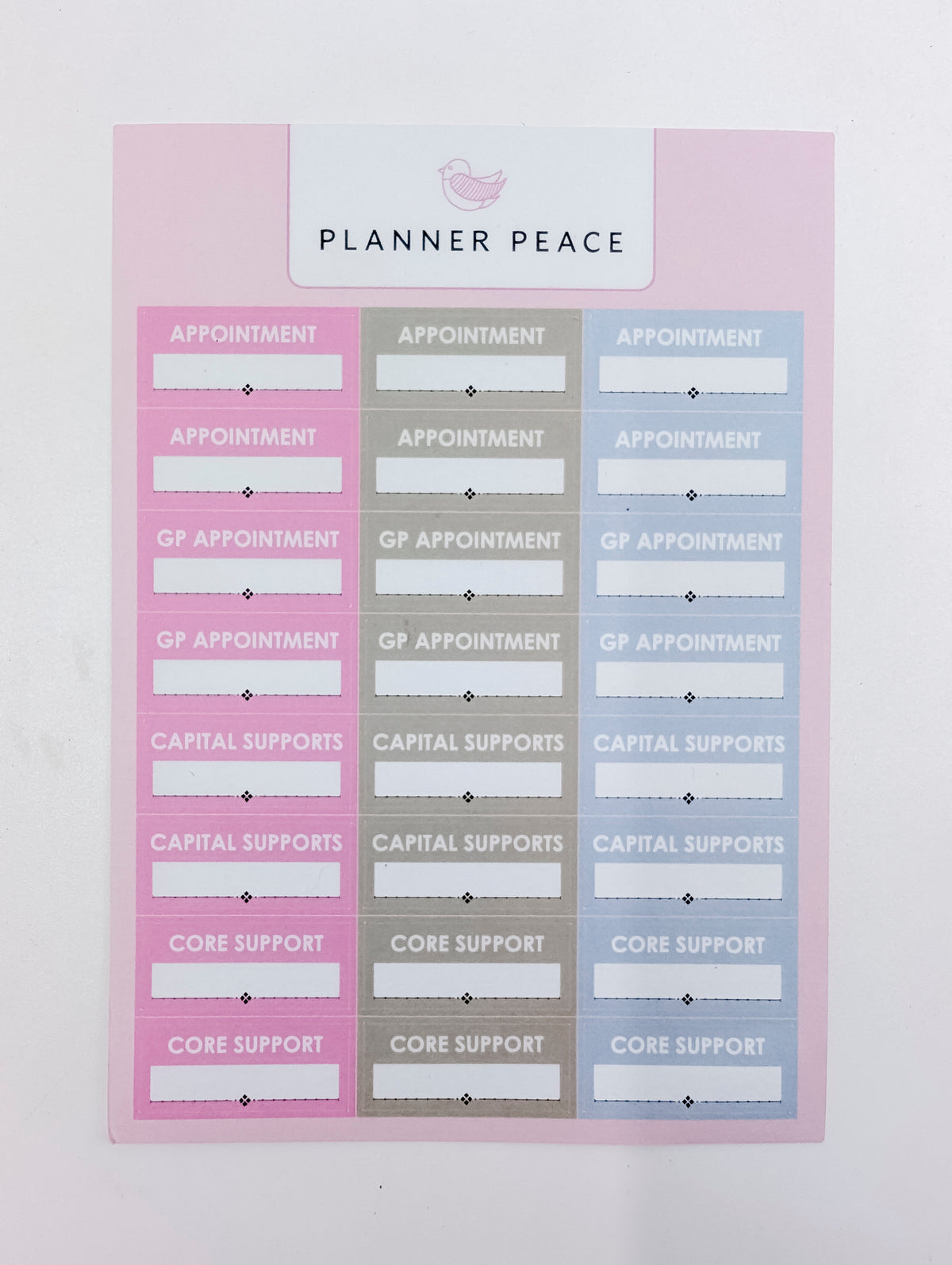 Planner Peace Sticker Sheet Pack - NDIS - 5 sheets