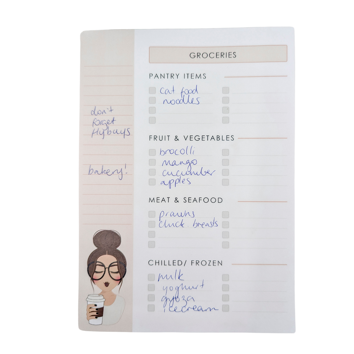 A5 Groceries Notepad - Coffee Girl