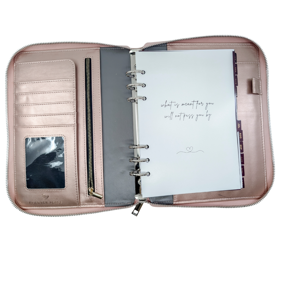 Pink Champagne (zip closure) - 6 Ring A5 Planner Cover