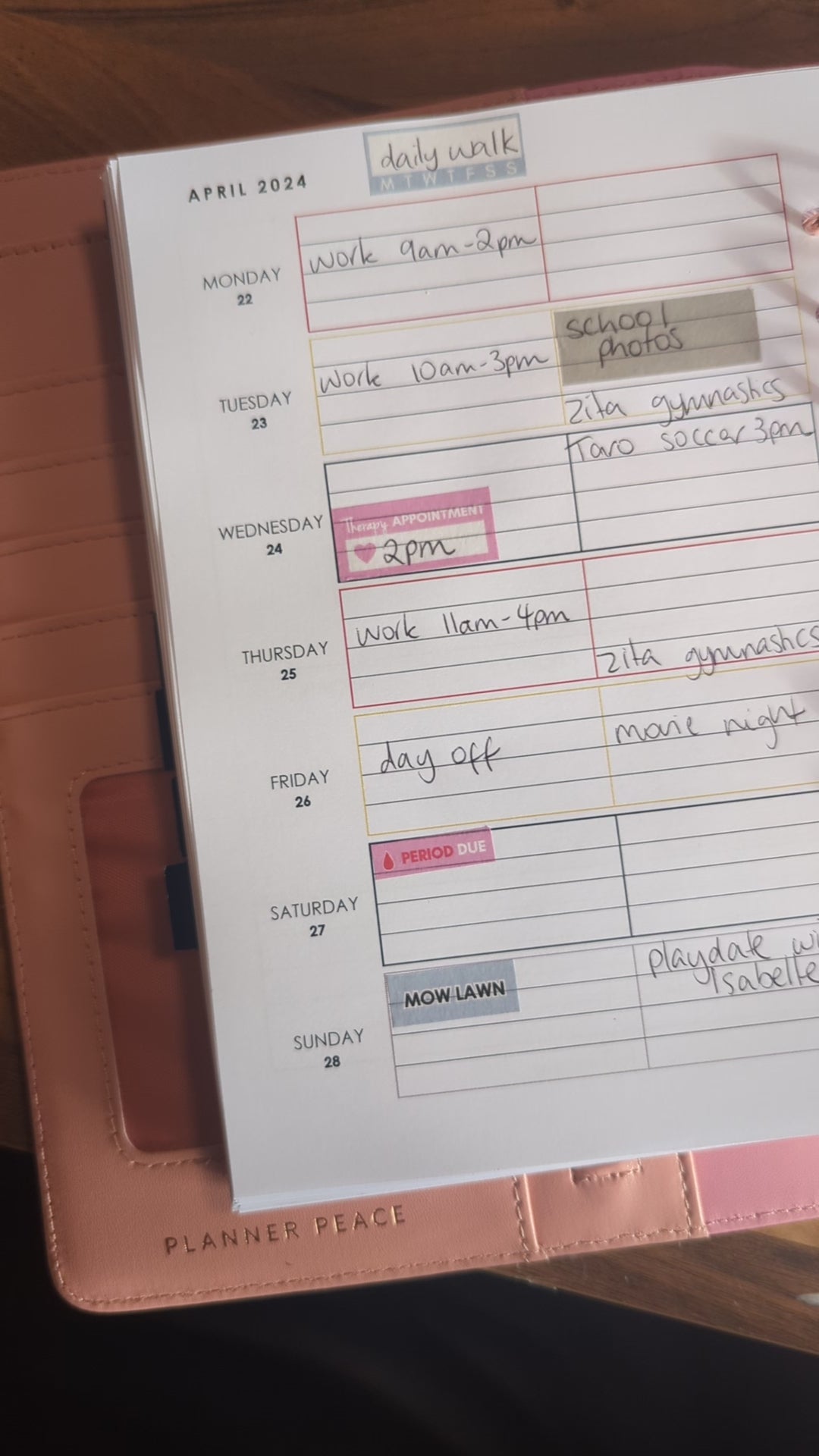 A5 ADHD Weekly Layout