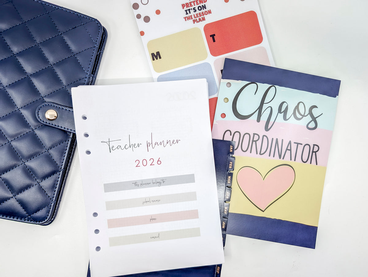 2026 Teacher Planner - Planner, Dividers, Teacher Inserts, Notepad and Stickers