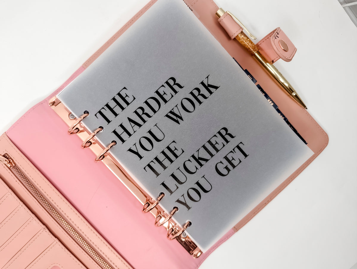 The Harder You Work Planner Dashboard VELLUM/TRANSPARENT (A5 Size)