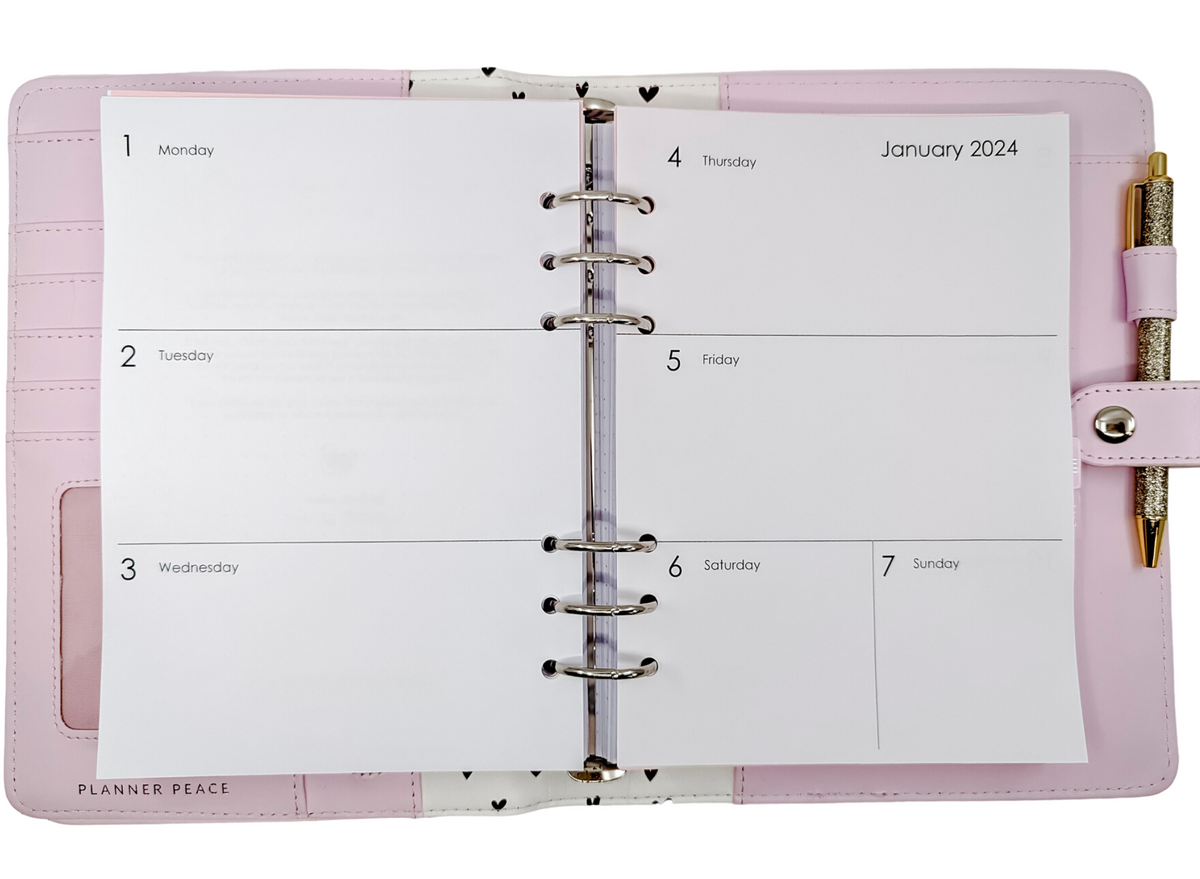 A5 Simple Horizontal Weekly Layout - Unlined