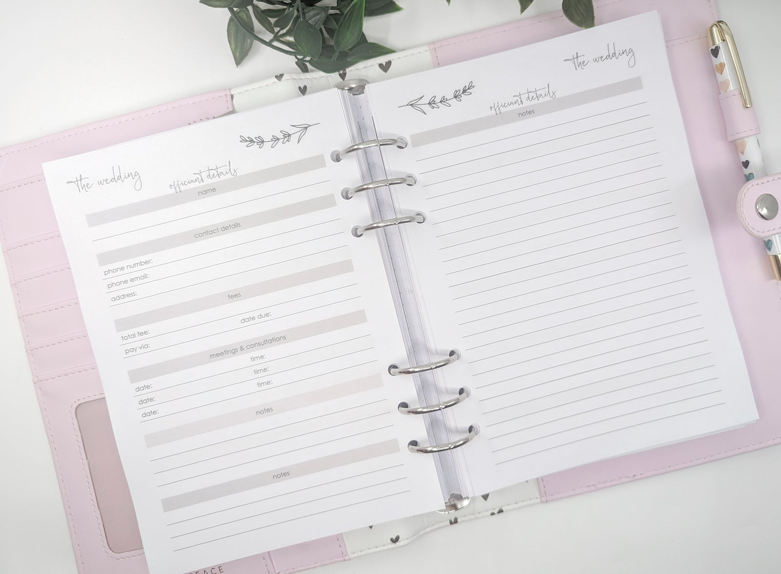 A5 Wedding Planner Inserts