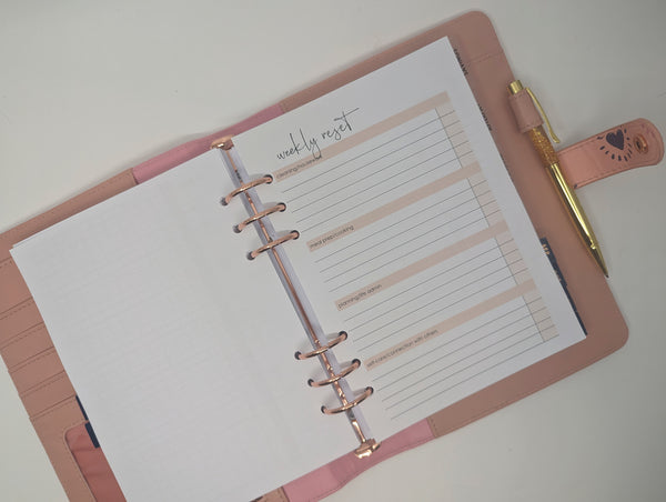 A5 Weekly Reset Planner Refill Inserts for A5 ring planners - Planner Peace