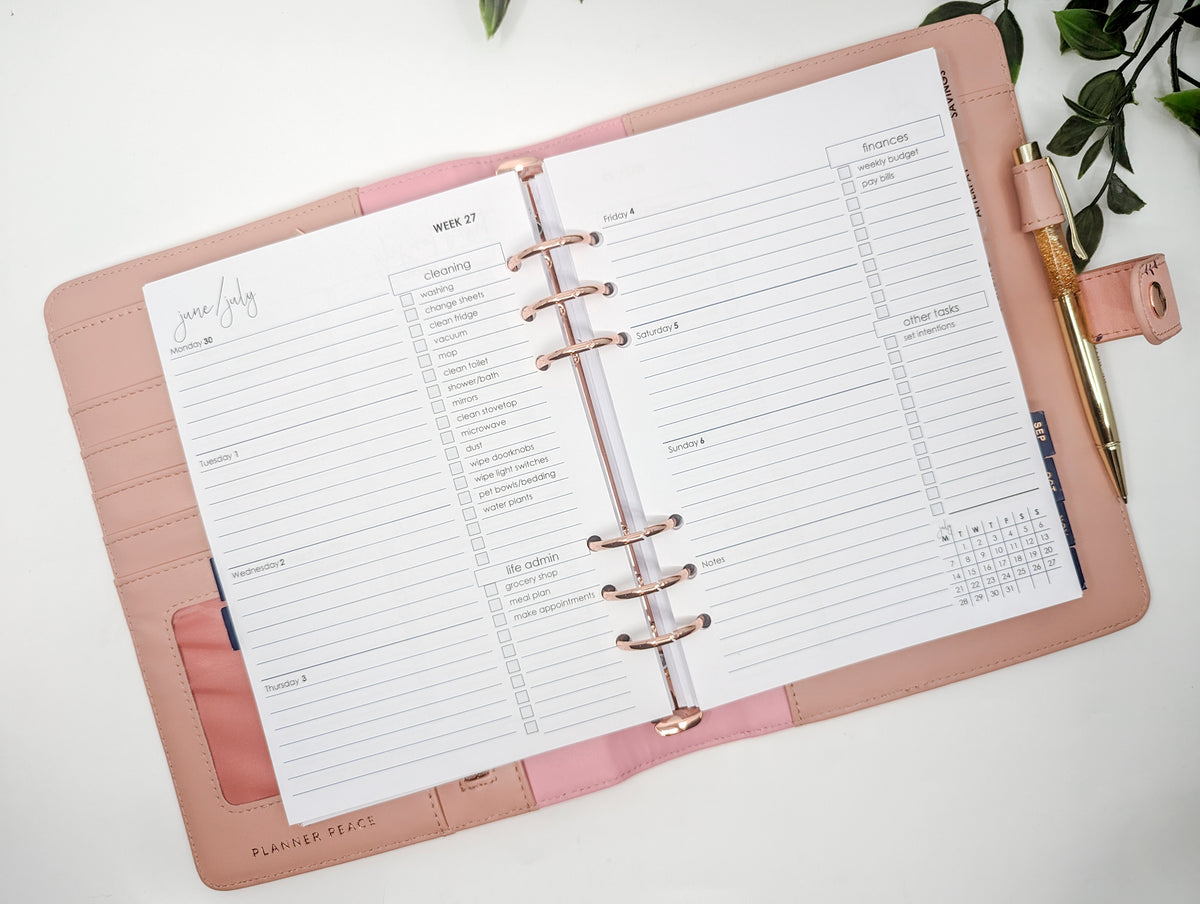 A5 Weekly Layout with Pre-Filled Checklists