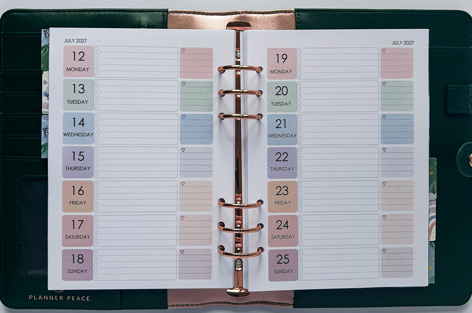 A5 Week on One Page Vertical Colourful Weekly Layout