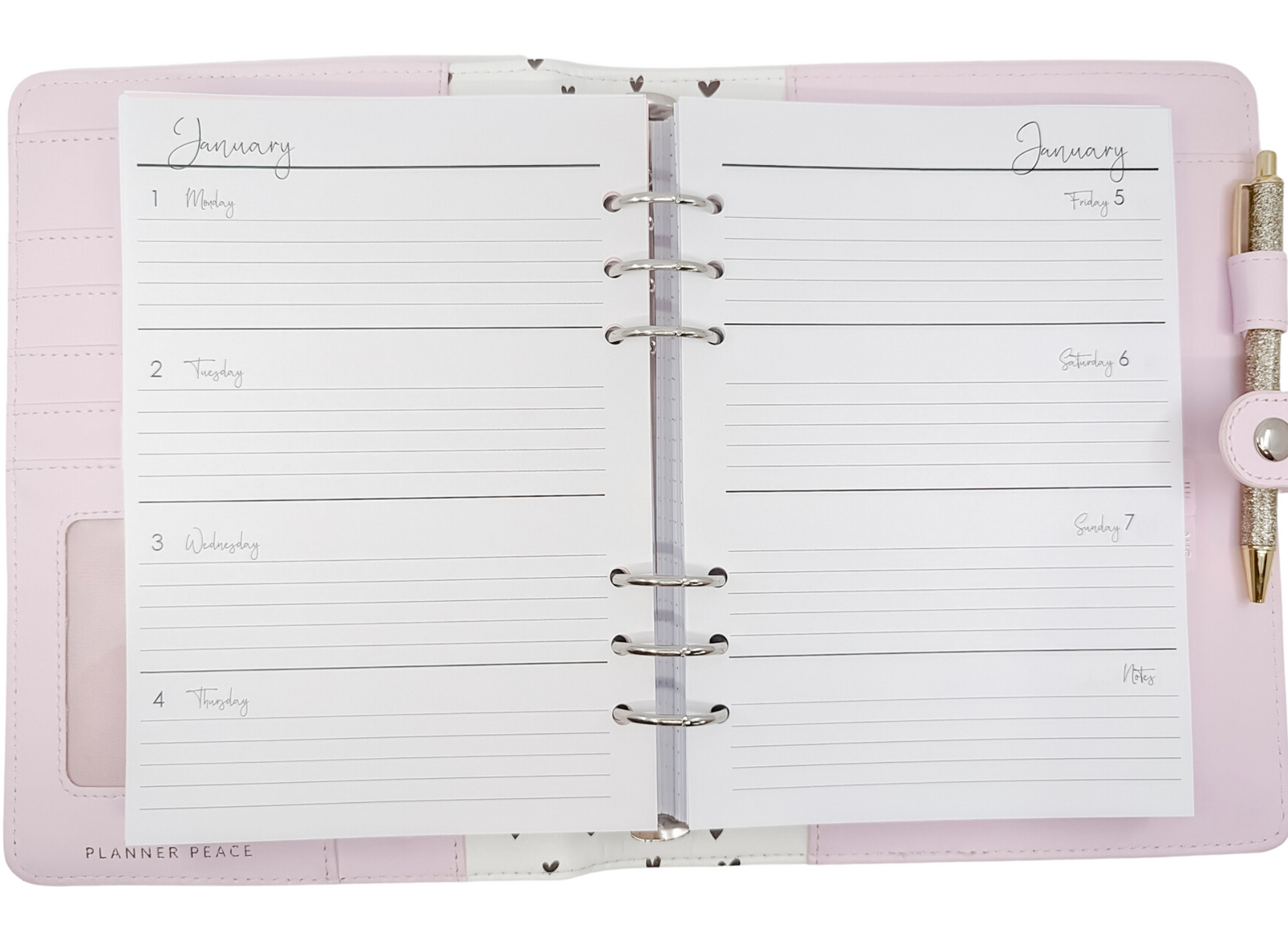 Planner inserts for A5 weekly planner refll