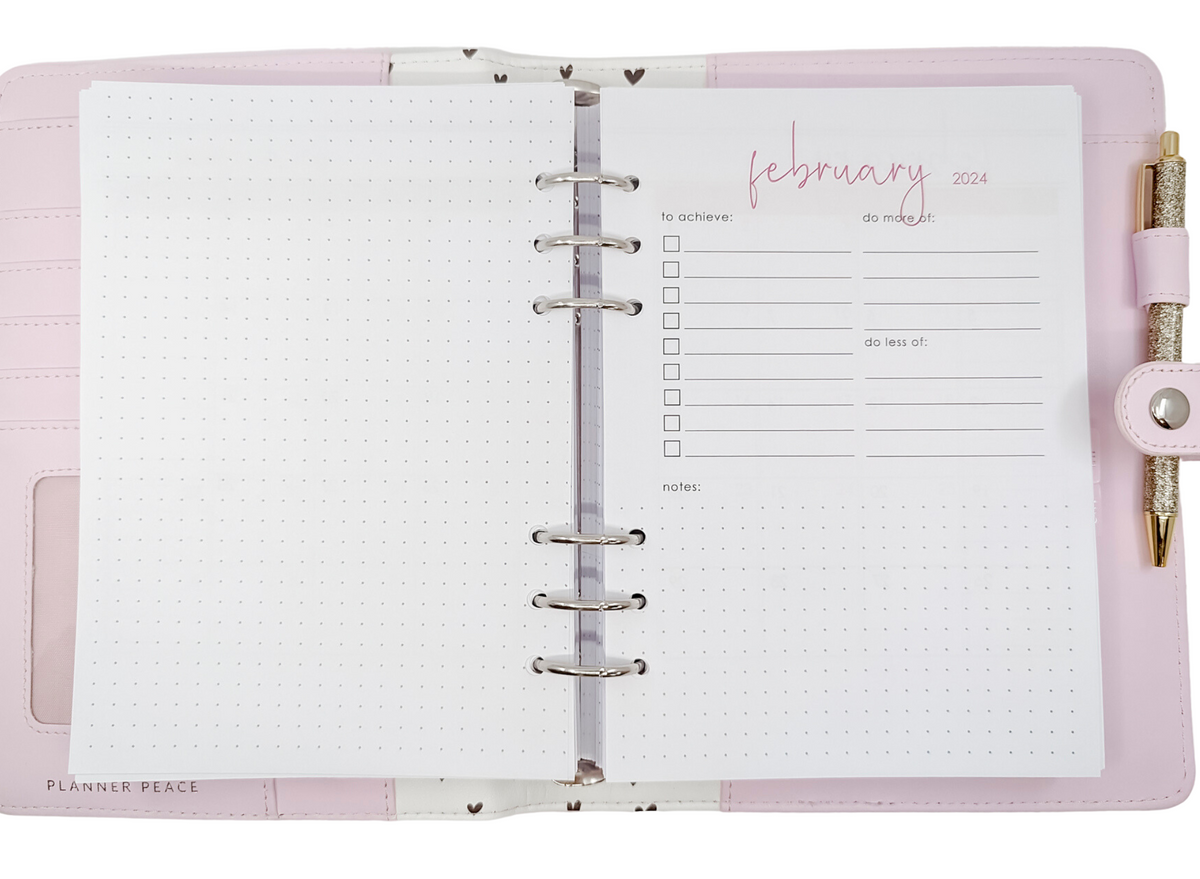 Monthly A5 planner refills for 6 ring planners