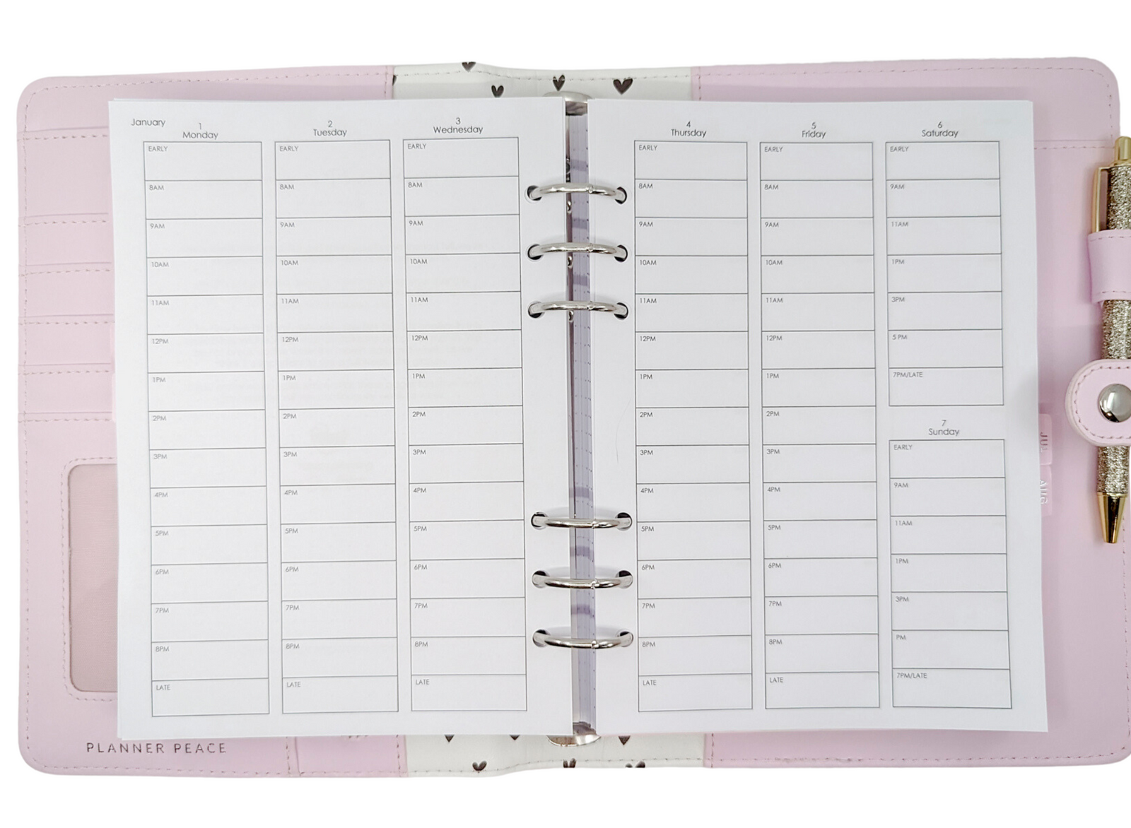 A5 Hourly Planner A5 inserts for A5 planner by Planner Peace Australia