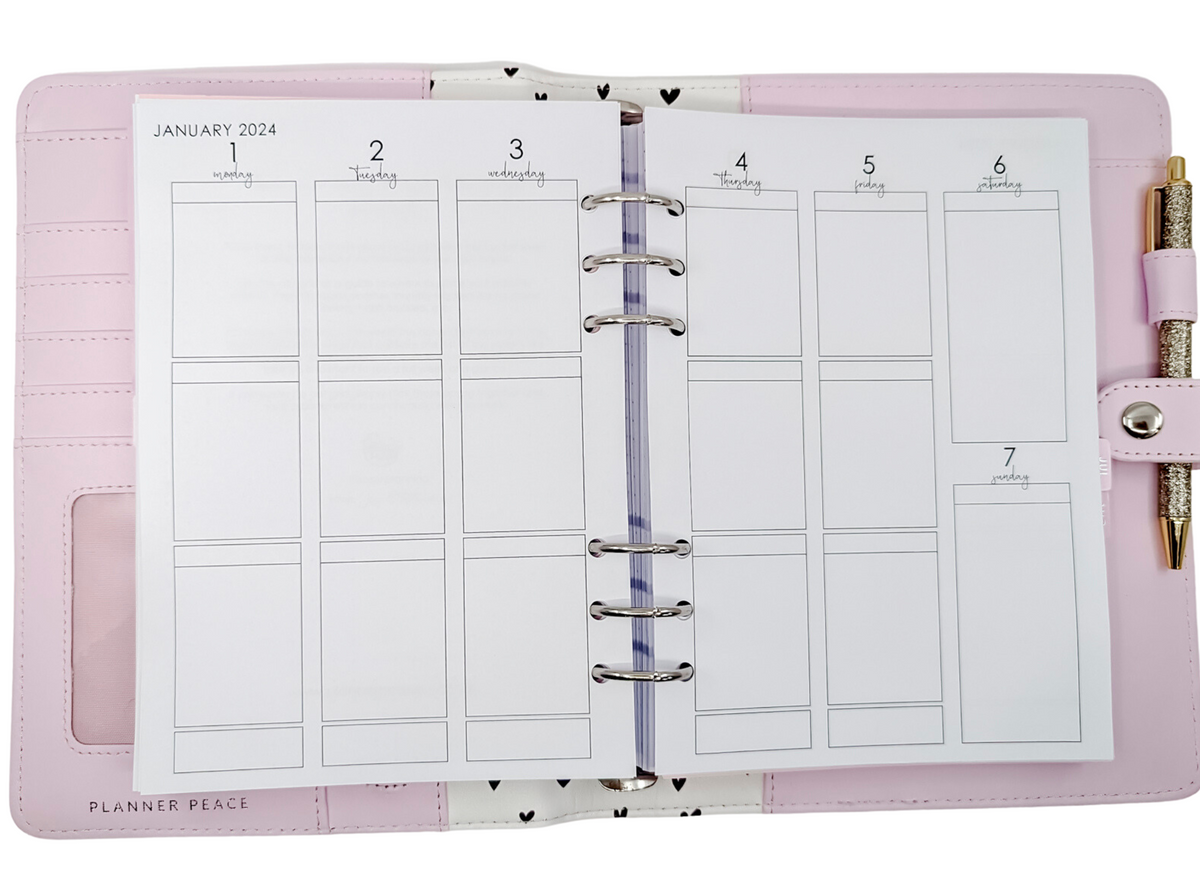 A5  Weekly Layout - With Three Sections Each Day