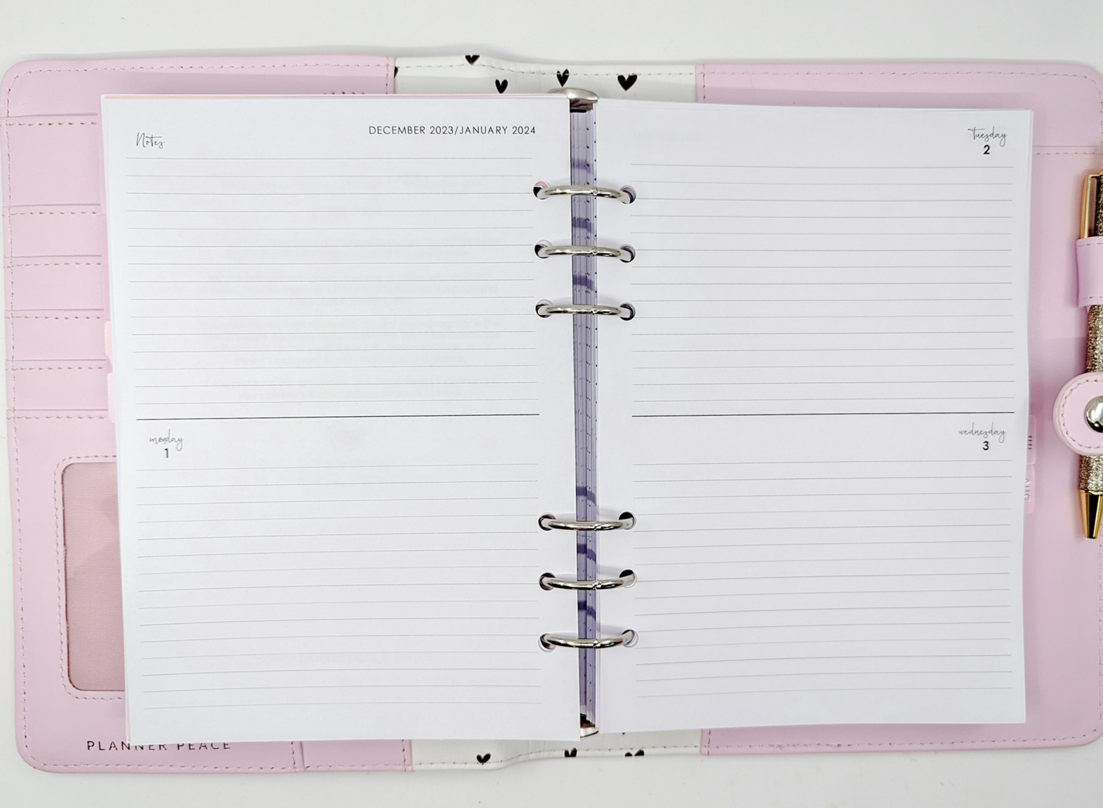 A5 week on four pages planner inserts