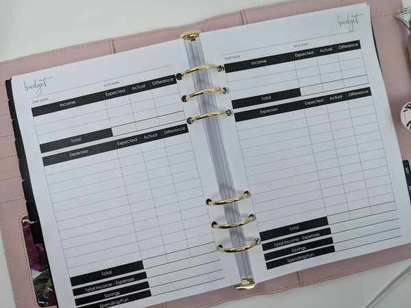 Finance and Budget Inserts for A5 Rings - Planner Peace