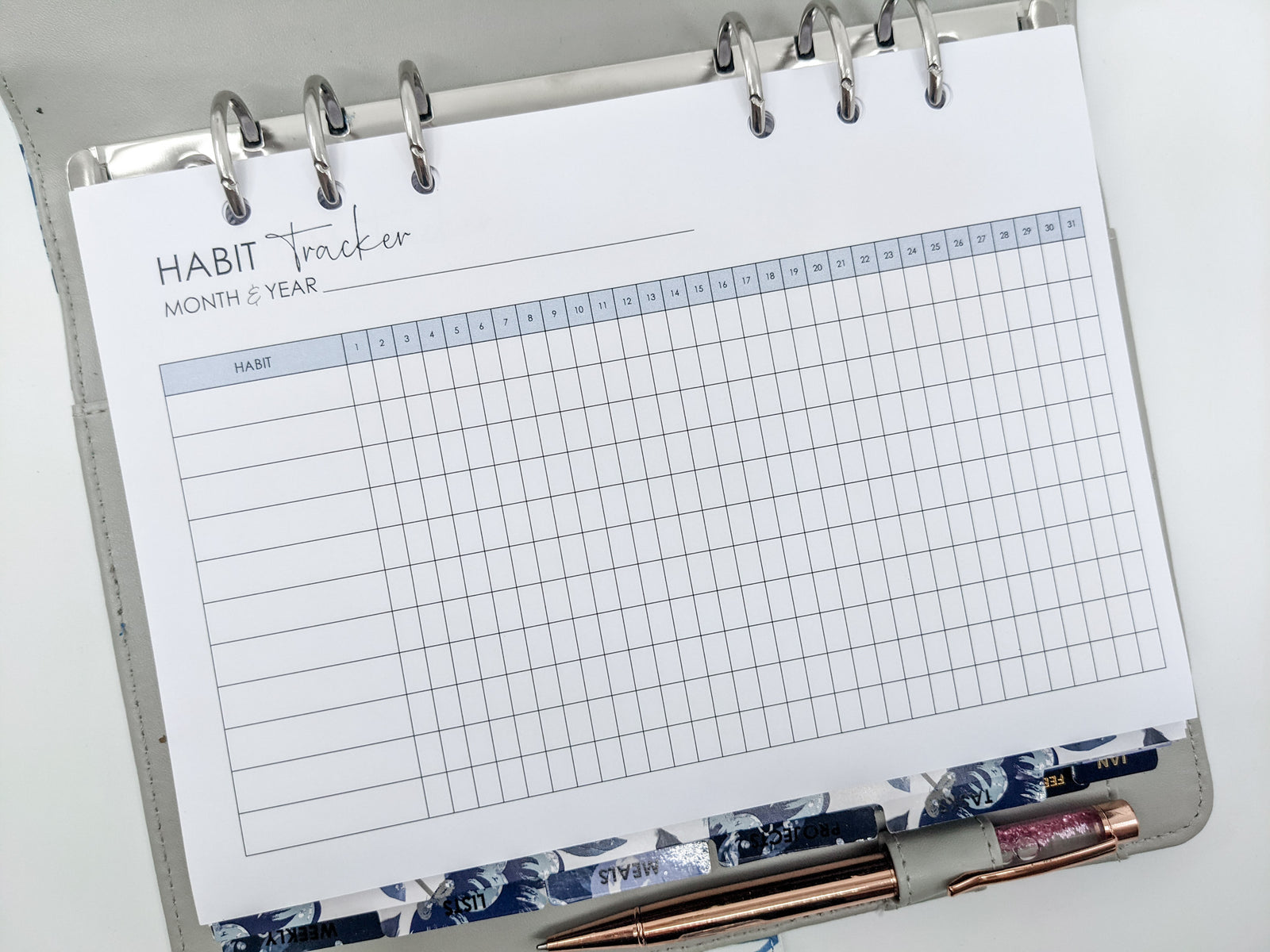 A5 habit tracking planner inserts