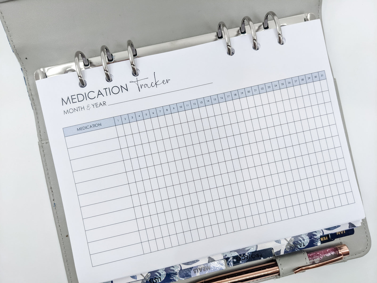 A5 Medication Tracker planner inserts