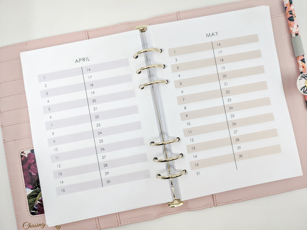 A5 perennial calendar