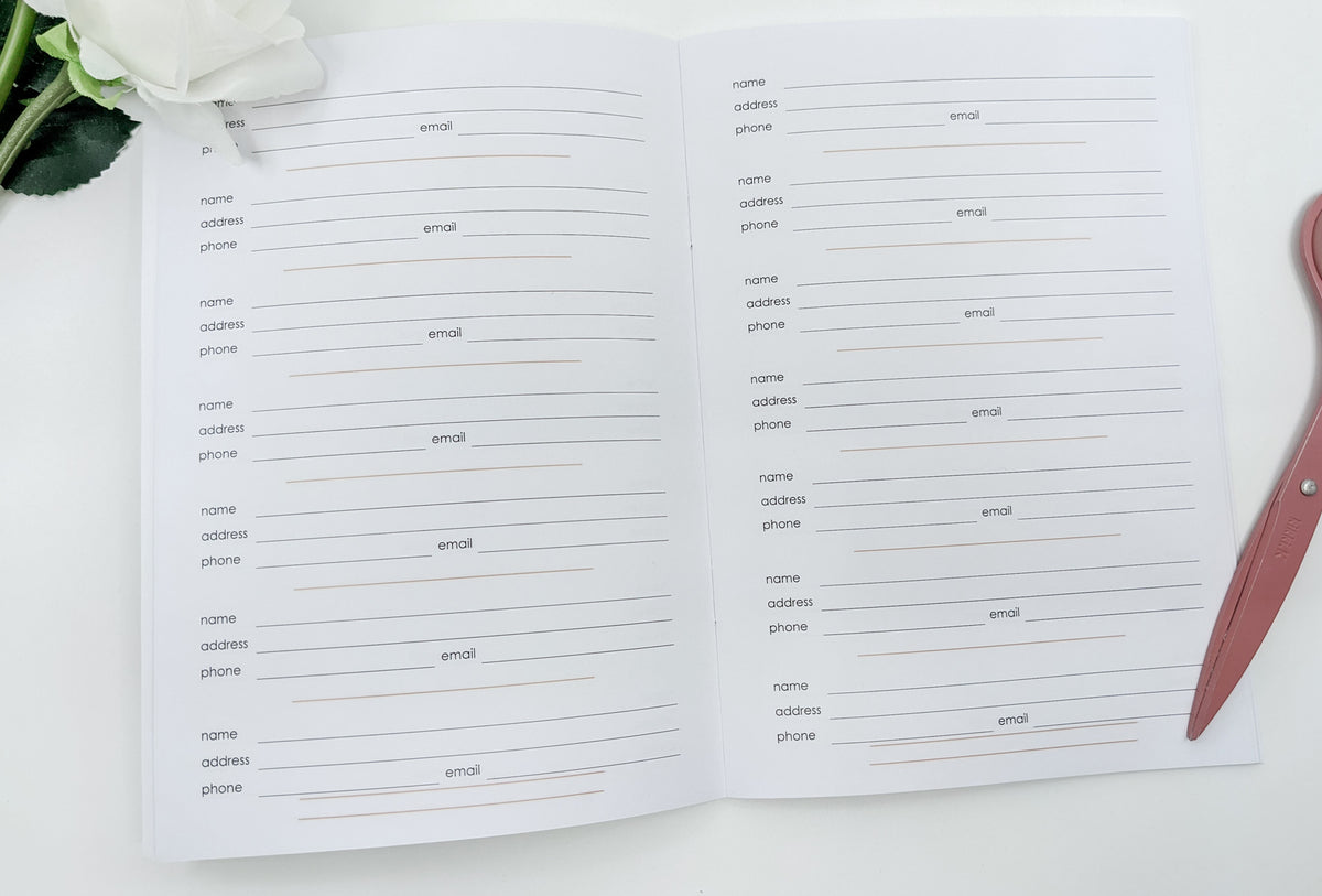 Contacts &amp; Addresses A5 Traveler&#39;s Notebook Inserts